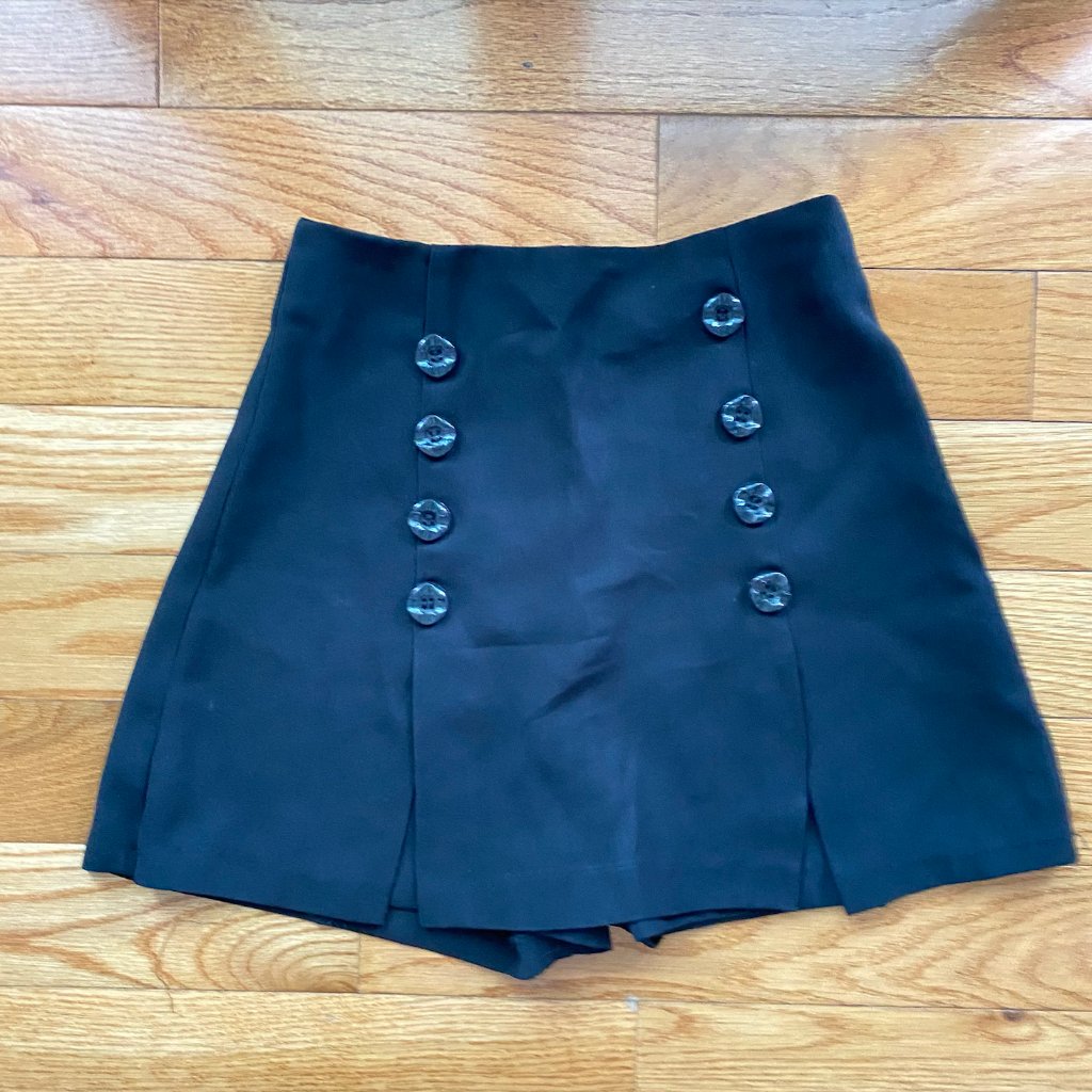 Black Buttoned Skort